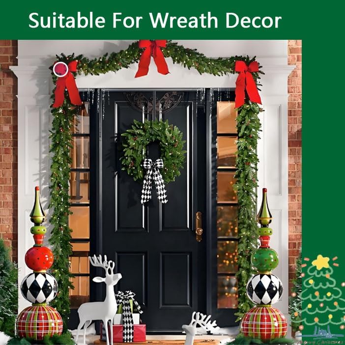 Hualisen 4 Pack Wreath Hanger Carbon Steel 15" Over The Door Hooks Slim Hangers Organizer, Wreath Door Hanger for Hanging Fall Halloween Decorations Christmas Wreaths Holder (Black)