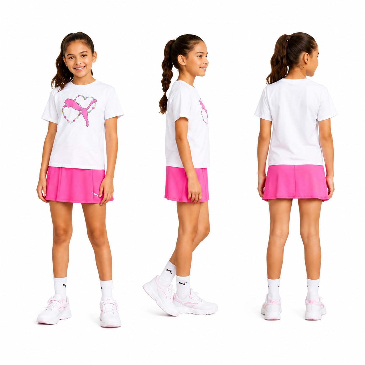 PUMA Aktives Rock-Set für Mädchen, 2-teilig, Aktiv-Skort und kurzärmeliges athletisches T-Shirt, sportliches Mädchen-Sommer-Outfit-Set (7–14)