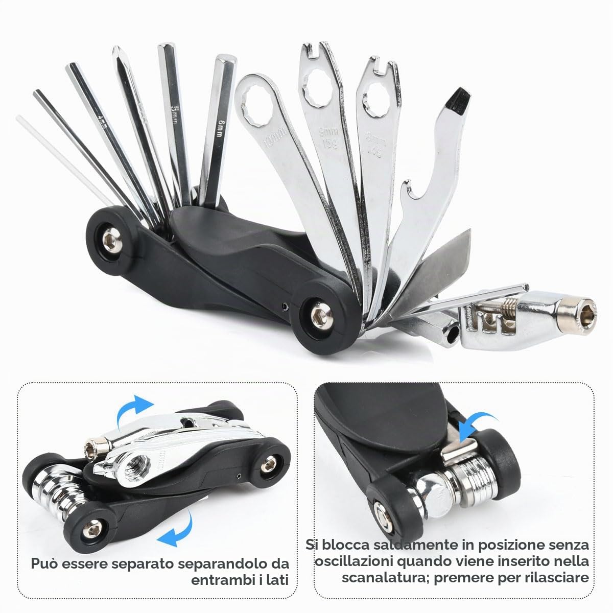 Kit Riparazione per Bici, 37pcs Kit Riparazione Bici, Attrezzi Bicicletta Kit, 17 in 1 Multi Tool Bici con Patch e Leve del Pneumatico etc Accessori Bicicletta Riparazioni, per MTB, Bici