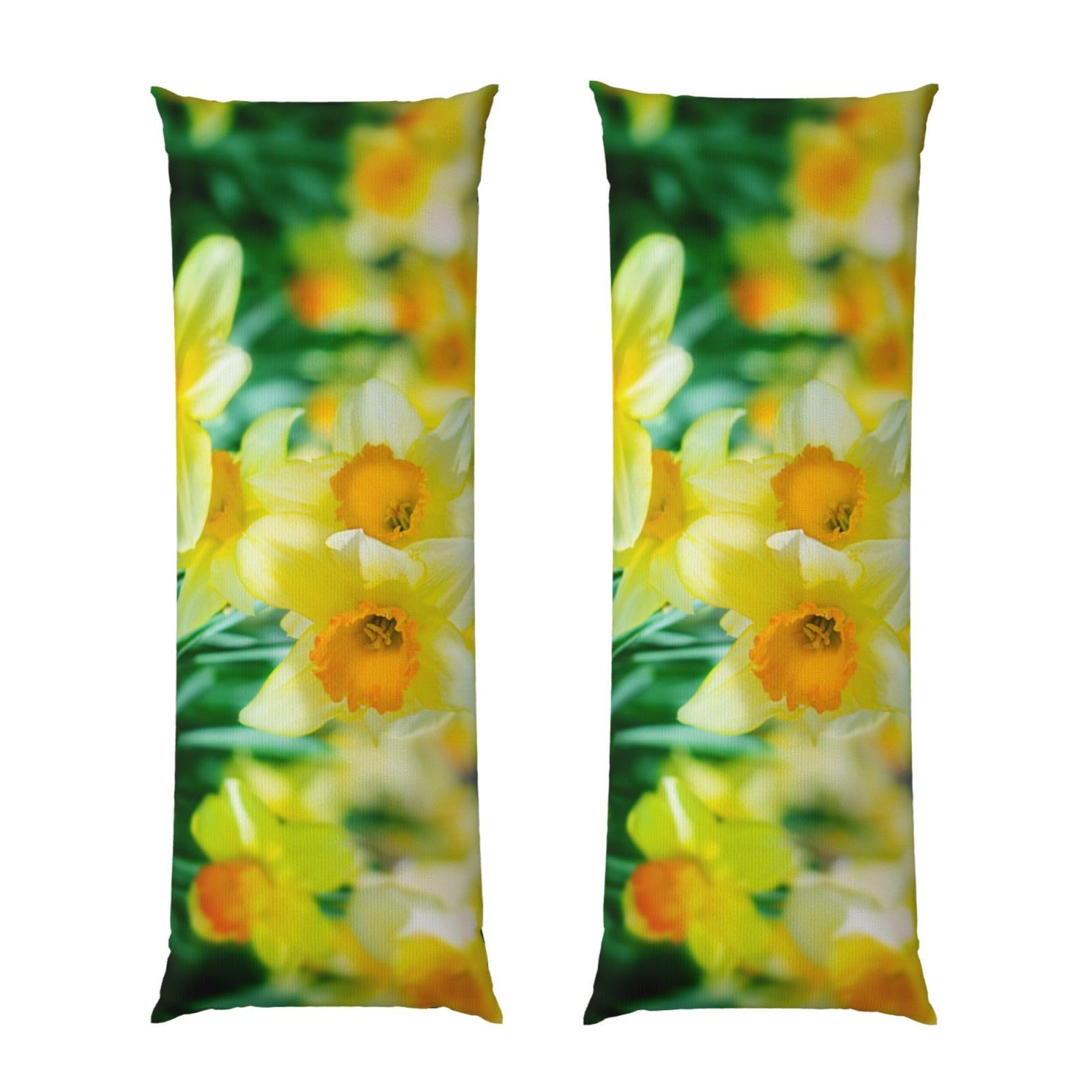 Taie d'oreiller rectangulaire 50x137 cm imprimé fleurs de jonquille