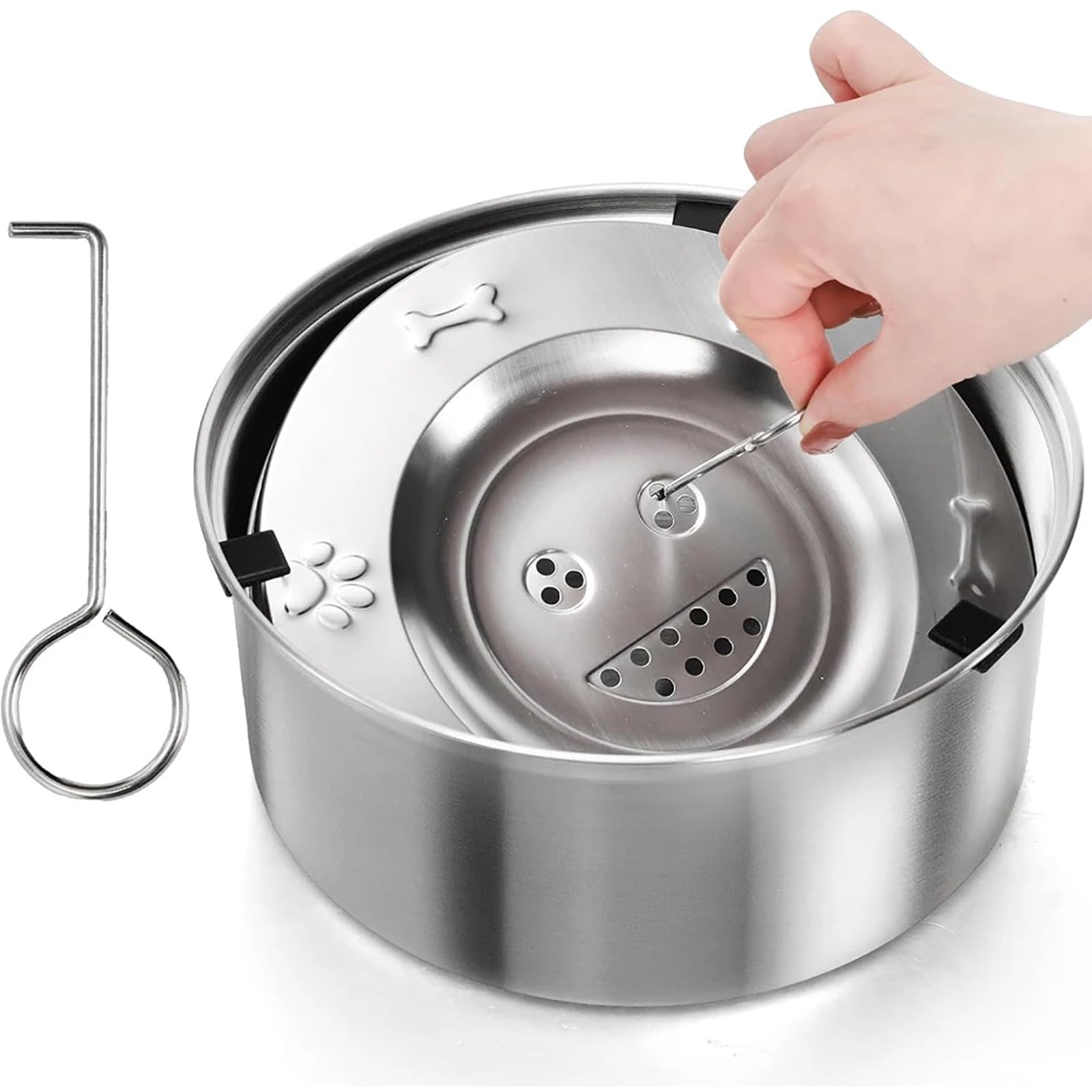 Abreuvoir Anti-Lèchage pour Chiens 3L en Acier Inoxydable sans Bavures | Abreuvoir Lent pour Chiens Moyens et Baveux | Abreuvoirs de Voyage pour Chiens