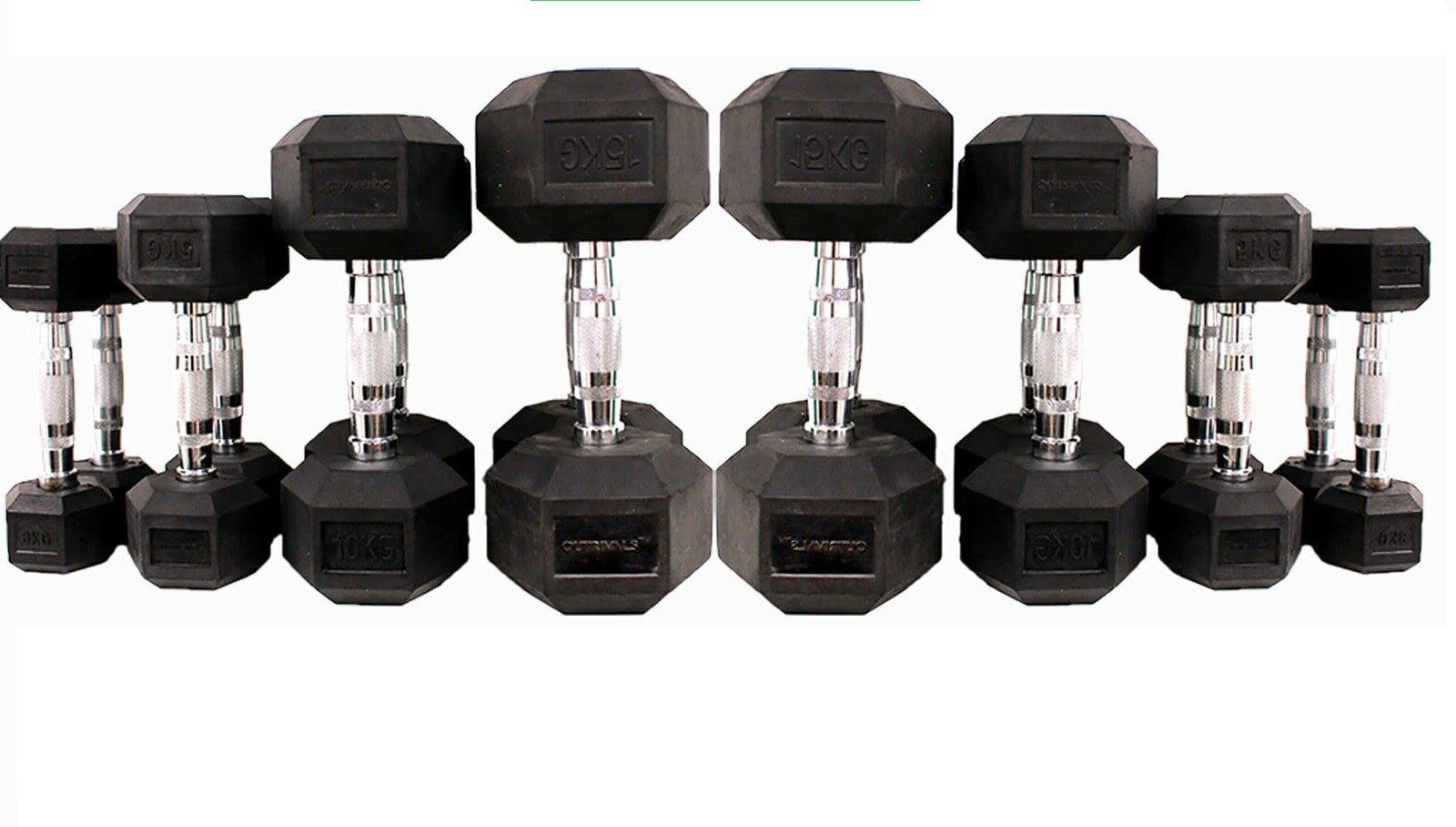 Maxx pair of Hex Dumbbells Rubber Encased Cast Iron Home Weights Gym Fitness (15)