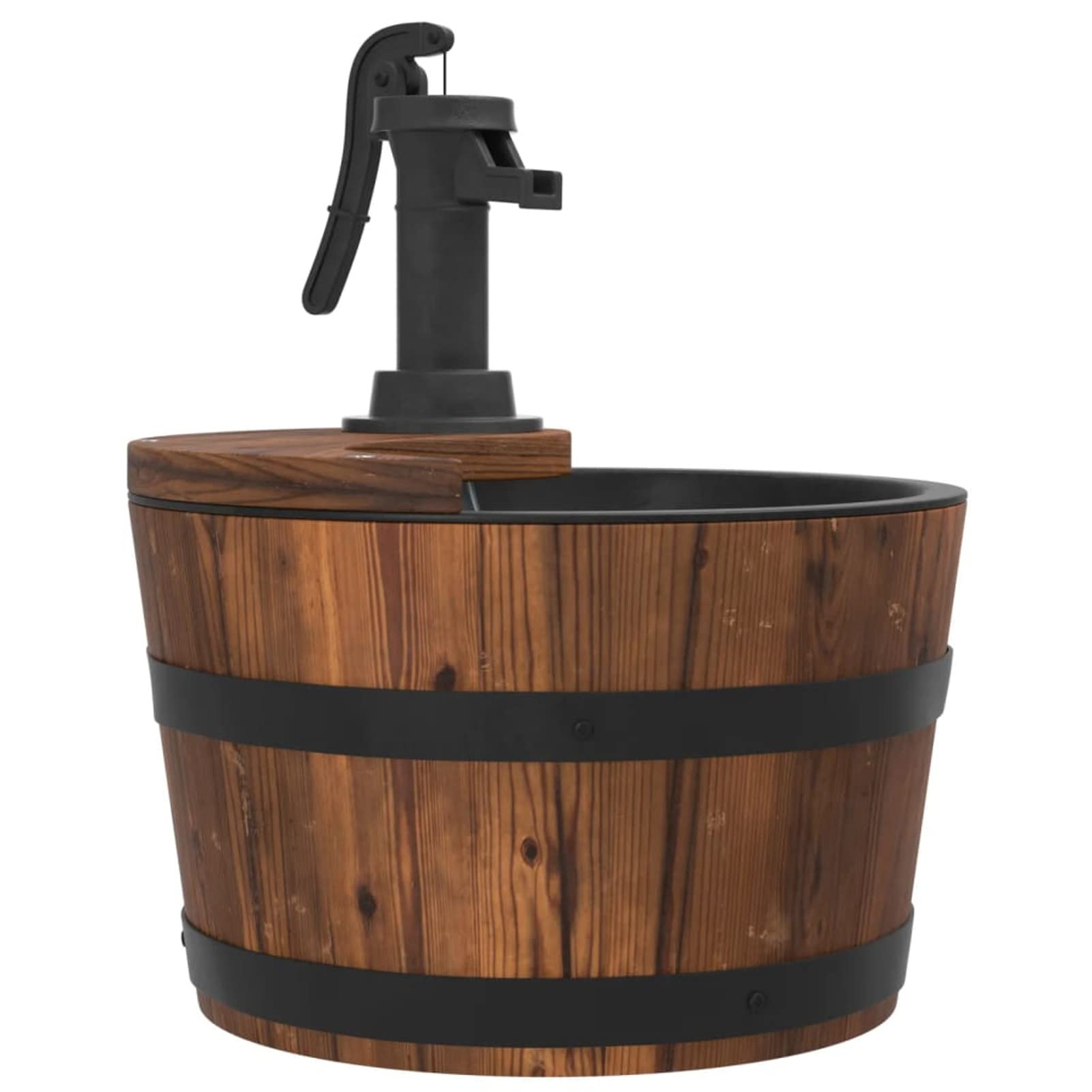Gecheer Gartenbrunnen mit Pumpe, Brunnen, Wasserbrunnen für Gartendekoration, Wasserfontäne Zierbrunnen, 28x28x34,5 cm Massivholz Tanne