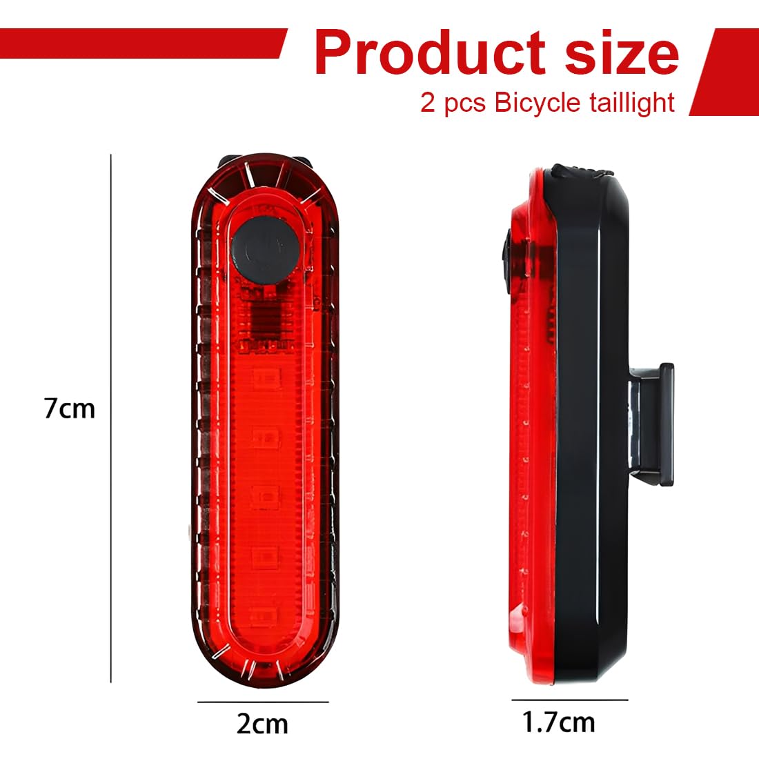 Feu arrière vélo LED USB étanche pour VTT, vélo course, E-Bike - Rouge, Style 3