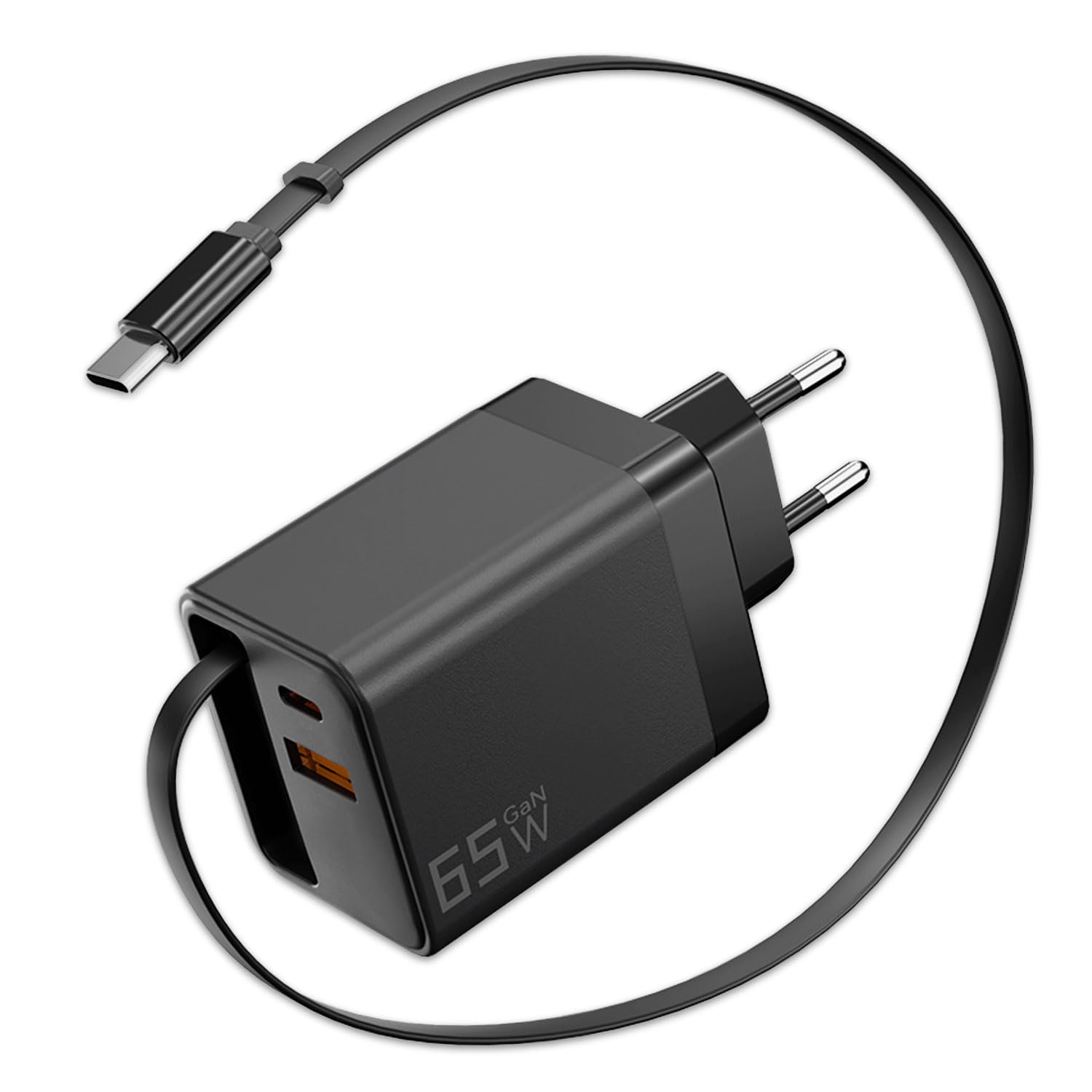 keepdrum GaN65 - Caricatore rapido USB a 3 porte, 65 Watt | Tecnologia GaN, 3 porte USB, 65 Watt di potenza, ricarica rapida