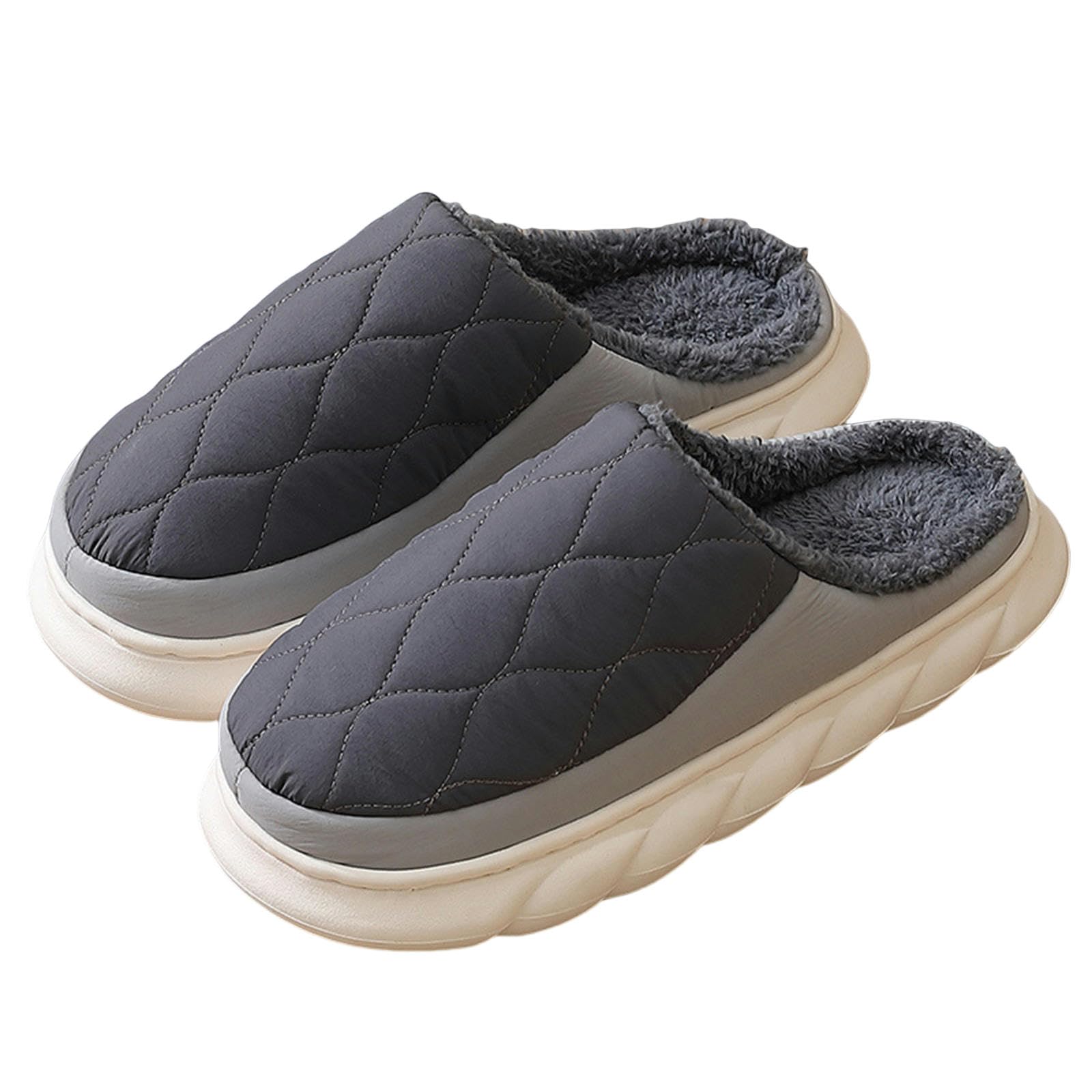 Ciabatte Donna Invernali Pantofole di Cotone da Uomo Senza Slittamento Impermeabile in Cotone Pantofole da Uomo Cupola Calda da Uomo Pantofole-Dark Gray-44-45