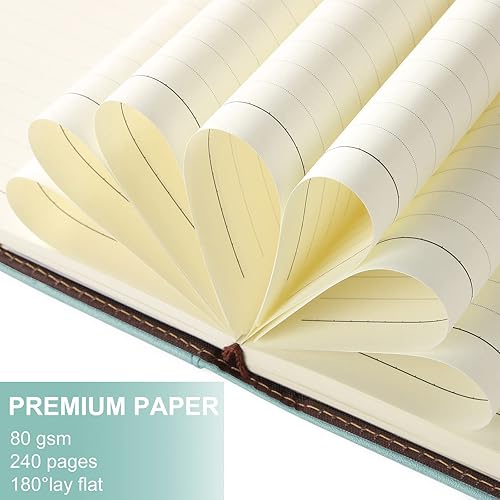 Miniatura 4 de Diario A5 de cuero forrado con bolígrafo, cuaderno de tapa dura recargable de 240 páginas con bolsillo y hebilla magnética, diario diario de 2.82