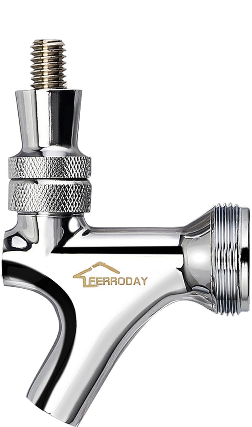 FERRODAY Stainless Steel Core Draft Beer Faucet Polished Brass Beer Faucet for Keg Tap Tower Beer Shank & Kegerator Beer Faucet Classic Beer Dispensing Tap Standard Faucet Tap