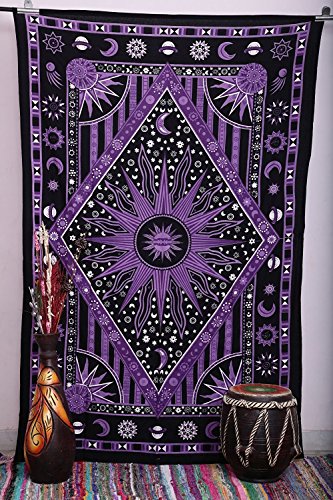 Popular Handicrafts Kp670 Zodiac Mandala Tapestry Celestial Wall Decor Burning Sun Tapestries Indian College Dorm Hanging Bohemian Hippy Hippie Gypsy Tapestry140X210Cms #TOP24