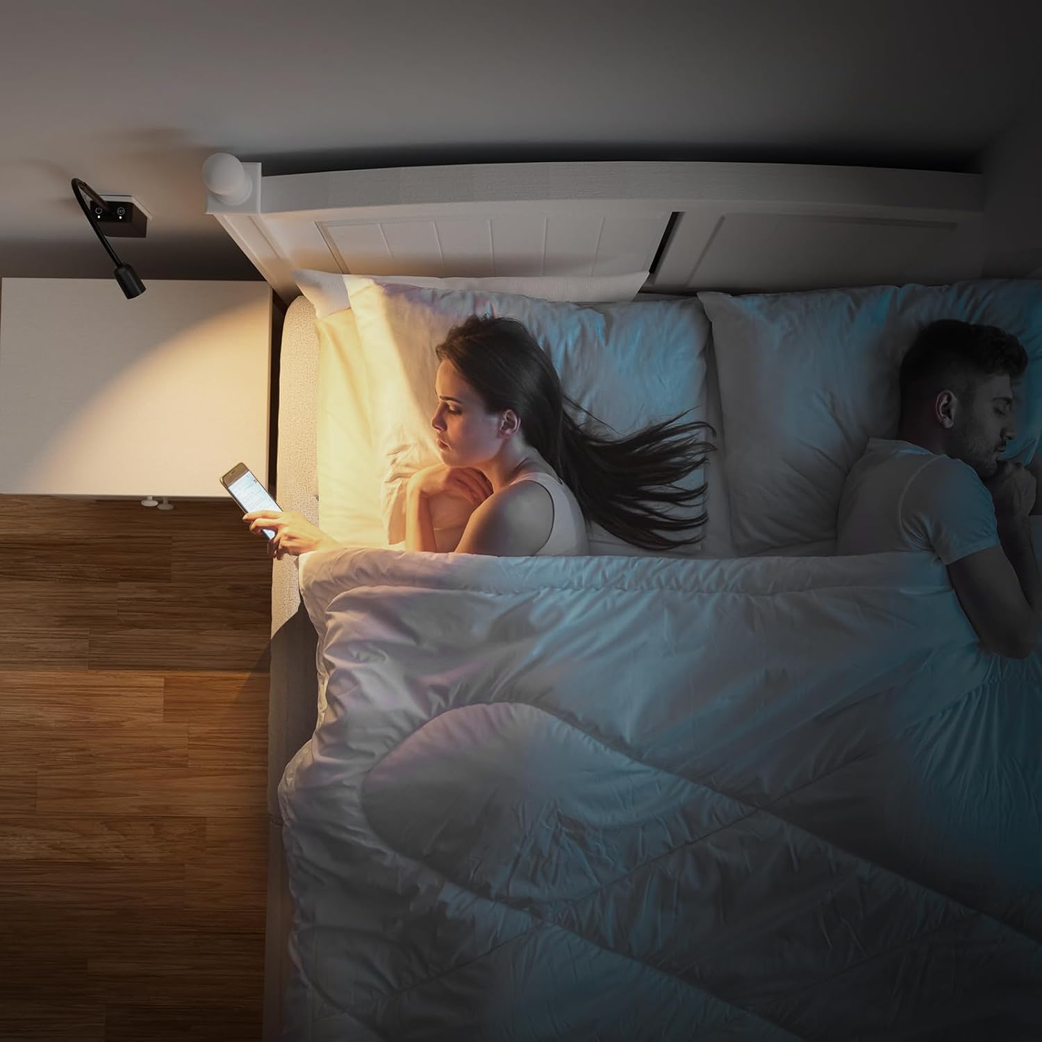 Plug in LED Book Reading Light, Black Flexible Dimmable LED Wall Sconce Lamp with Power Plug for Outlets in Bedroom Kitchen Living Room, 3 Lighting Colors, 50° Spot Lighting Angle