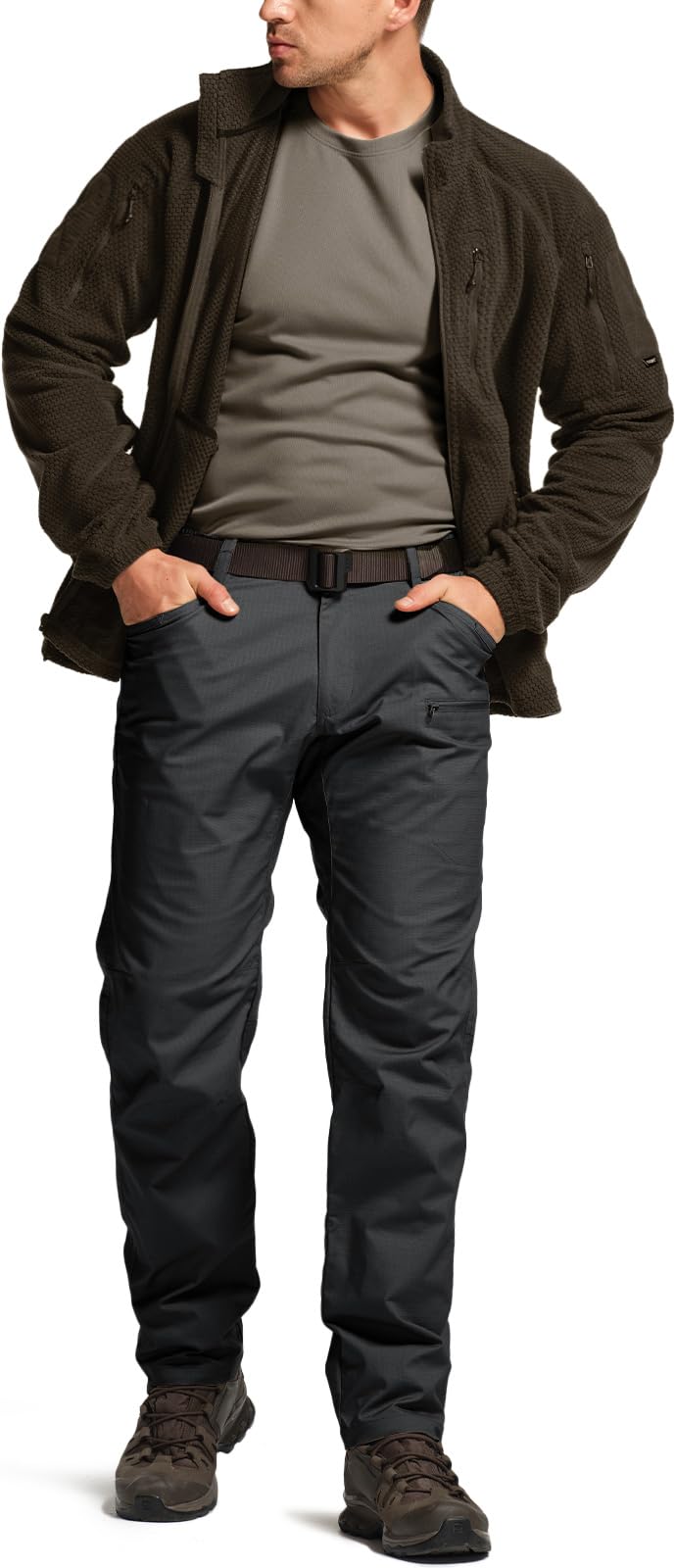 CQR Men's Flex Stretch Tactical Pants, Water Resistant Ripstop Cargo Pants, Lightweight EDC Outdoor Work Hiking Pants — view 3