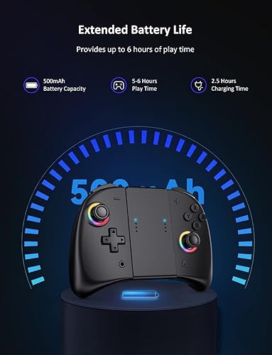 Vista 7 de NexiGo Control inalámbrico Joypad para Nintendo SwitchSwitch OLED controlador Joypad con vibración turbo mapeo y luz LED apagado