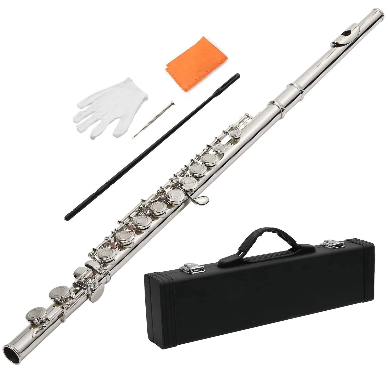 Flautas De Cuproníquel En Tono C Para Estudiantes, Juego De Instrumentos Musicales Con Flauta De Orificio Cerrado De 16 Teclas Flauta Travesera Kit