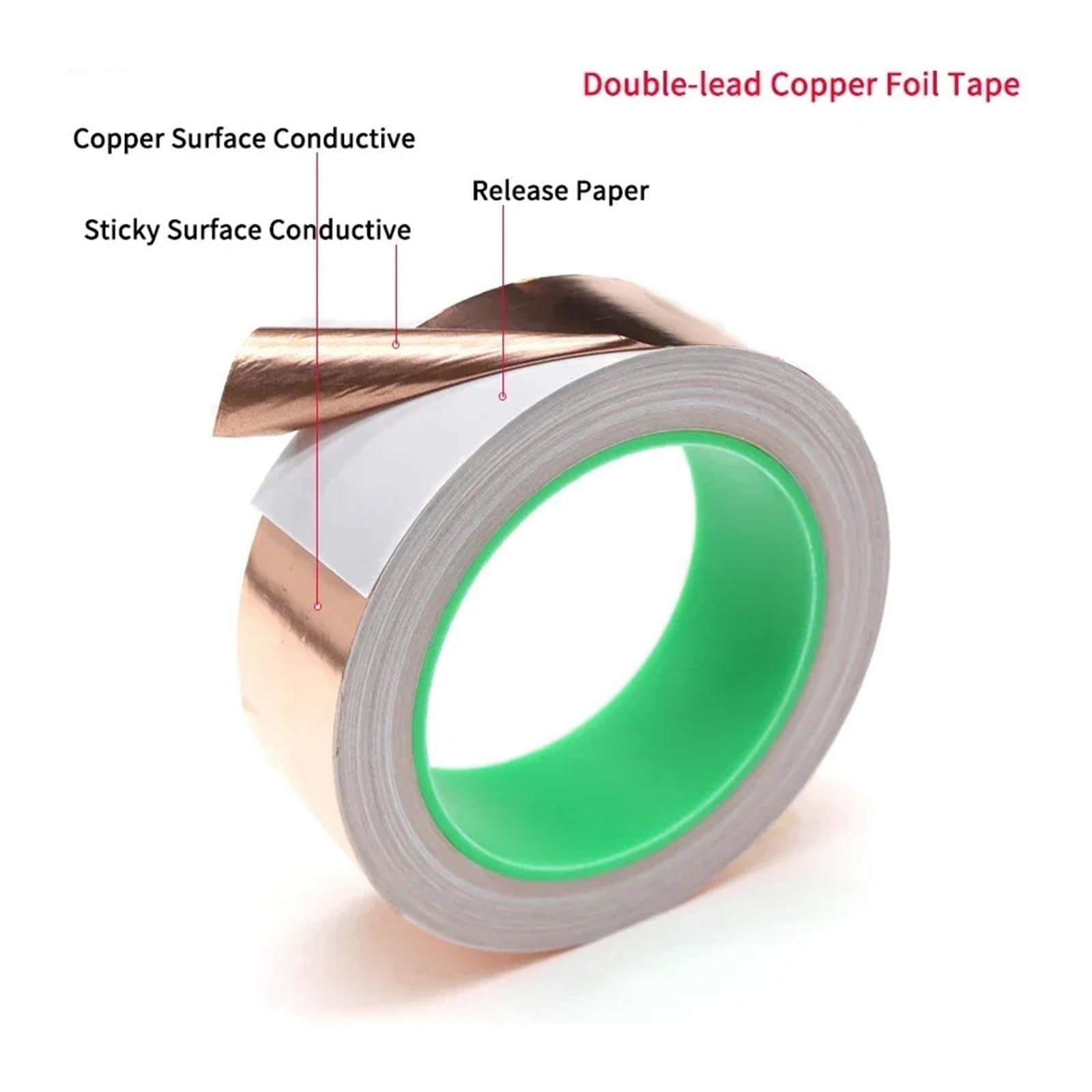 Nastro adesivo conduttivo in lamina di rame, lunghezza 20 metri, larghezza 5-60 mm, schermatura EMI su un solo/doppio lato for manutenzione elettrica ed elettronica(Conductive on boths,20M_45 MM)