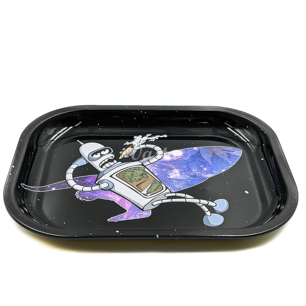 Vastu Bender Rolling Tray - Small Metal Smoking Rolling Tray - Various Cartoon Designs (Bender)