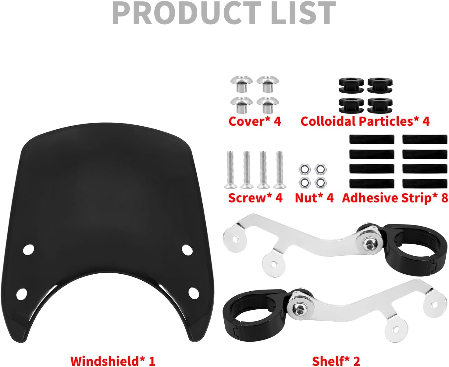 HDBUBALUS Motorcycle Windshield Windscreen,1.57‘’ Fork Mount 5.9‘’ Round-Headlight For Harley Sportster 883 XL883 1200 Custom XL1200 Low（Black）