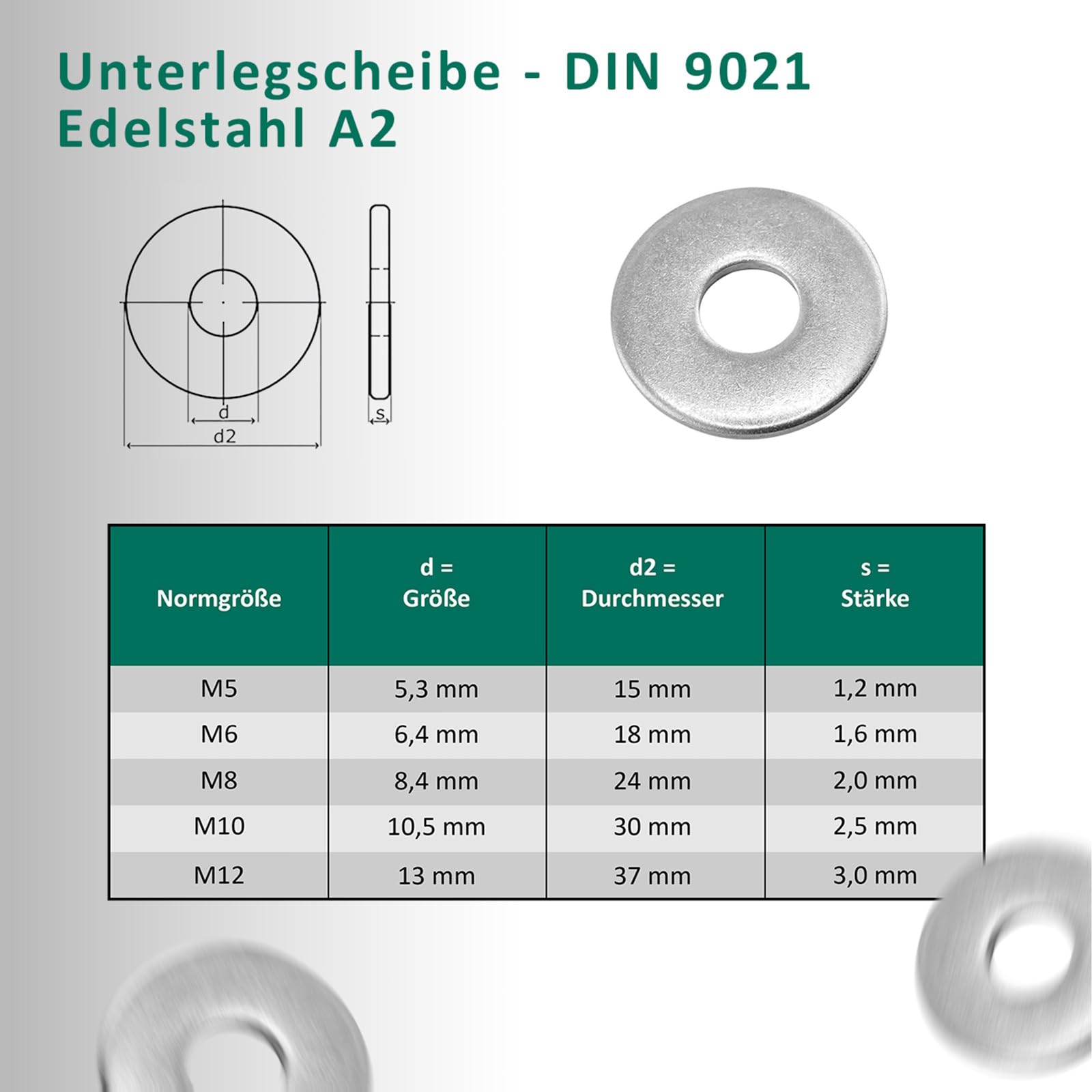 DSM - Viti a testa tonda M10 x 50 mm secondo DIN 603, con dado esagonale M10 DIN 934 e rondella DIN 9021, in acciaio inox A2/V2A, viti a testa tonda con attacco quadrato, 5 pezzi