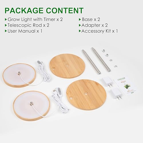 Miniatura 24 de LORDEM - Luz de crecimiento led de espectro completo para plantas de interior, de escritorio, temporizador automático para 4H/8H/12H, 4 niveles Negro