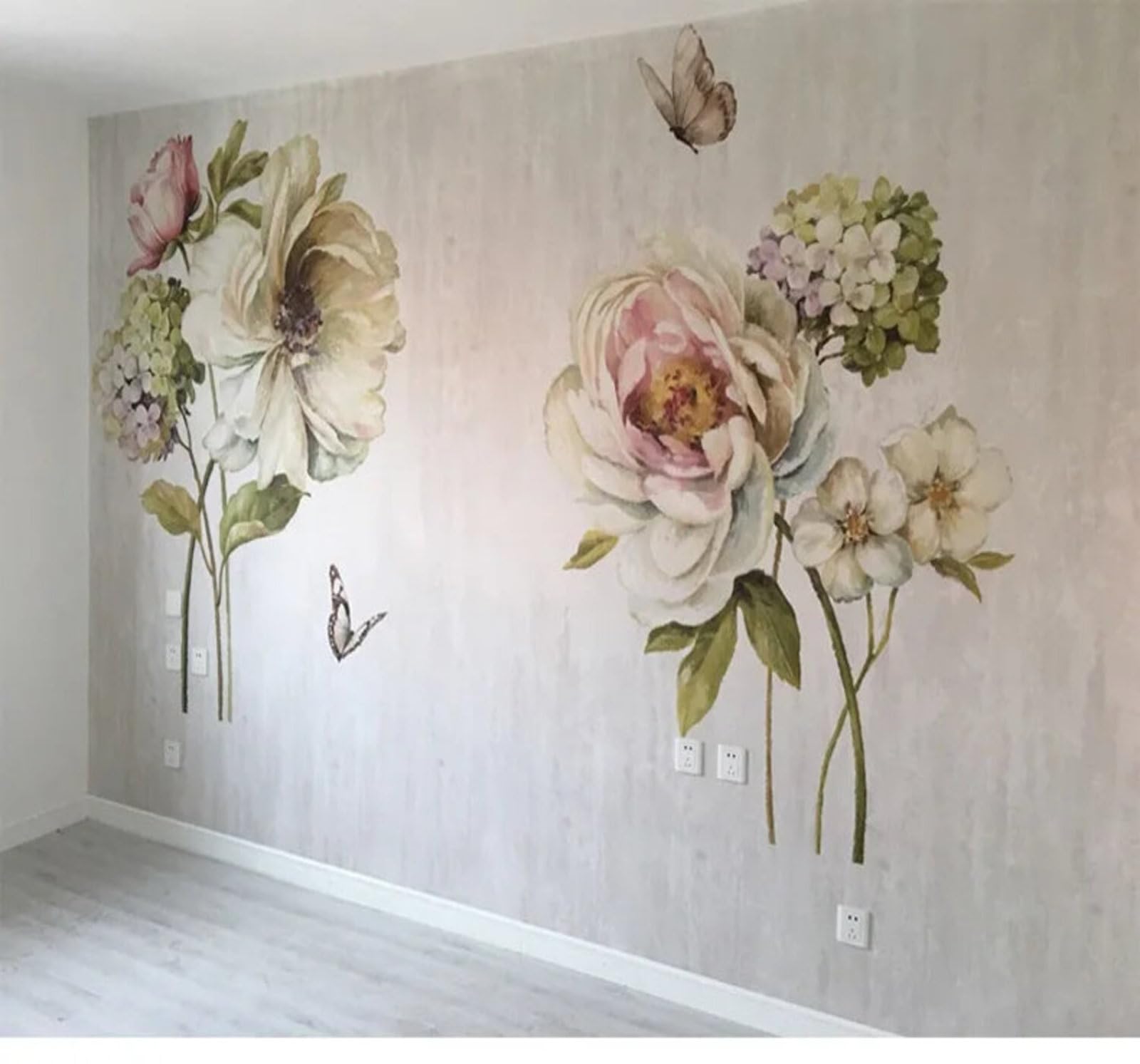Tzxztt Aesthetic Vintage Watercolour Floral Art Modern 3D Wallpaper Premium Textured Silk Neutral Tones Material Ideal for Living Room Bedroom-150cm×105cm