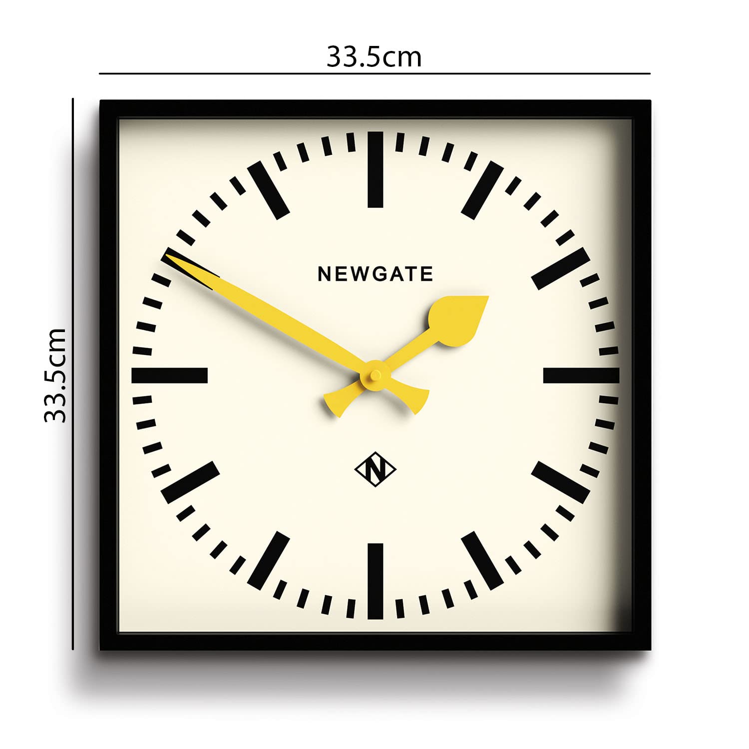 NEWGATE® Number Five wall clock, Yellow, HWD 33.5 x 33.5 x 4.6cm / 13.2 x 13.2 x 1.8in - Image 2