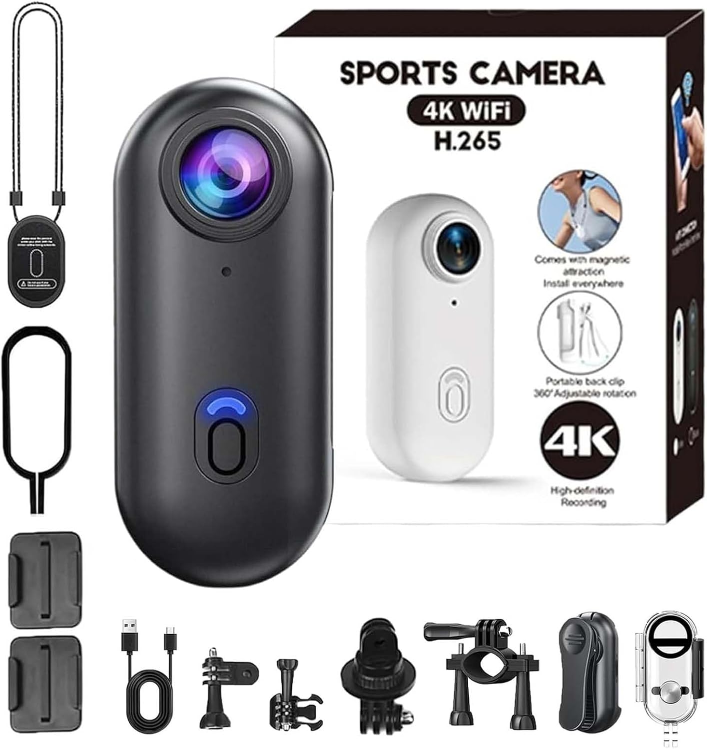 HD Action Camera, POV Camera, 360° Rotation Portable Wearable Mini Action Cam, for Motorcycle, Bicycle, Diving, Travel