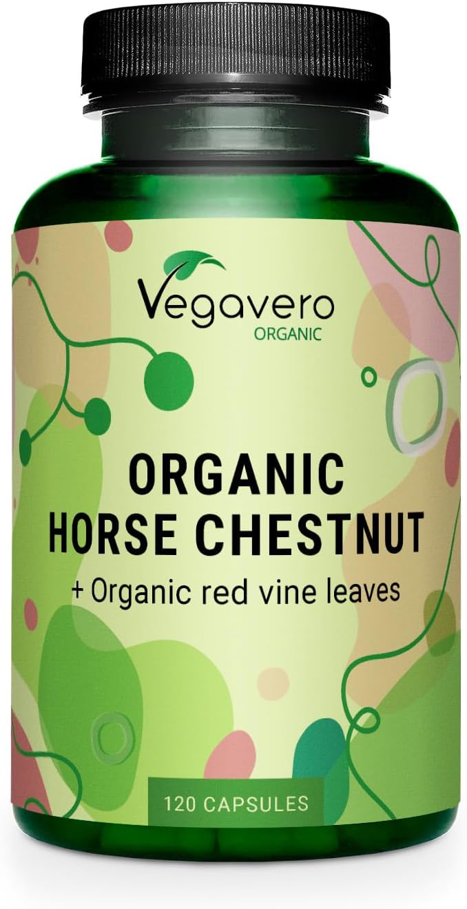 Vegavero Organic Horse Chestnut Extract | with Red Vines & Acerola Cherry | 120 Capsules | NO Additives | Circulation & Varicose Veins Support | Aesculus Hippocastanum | Vegan