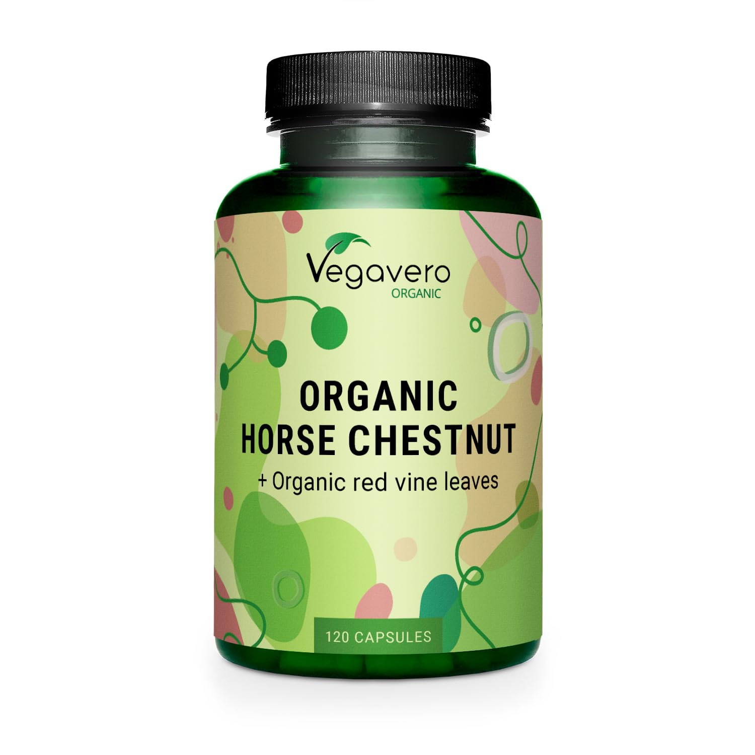 Vegavero Organic Horse Chestnut Extract | with Red Vines & Acerola Cherry | 120 Capsules | NO Additives | Circulation & Varicose Veins Support | Aesculus Hippocastanum | VeganEU Organic