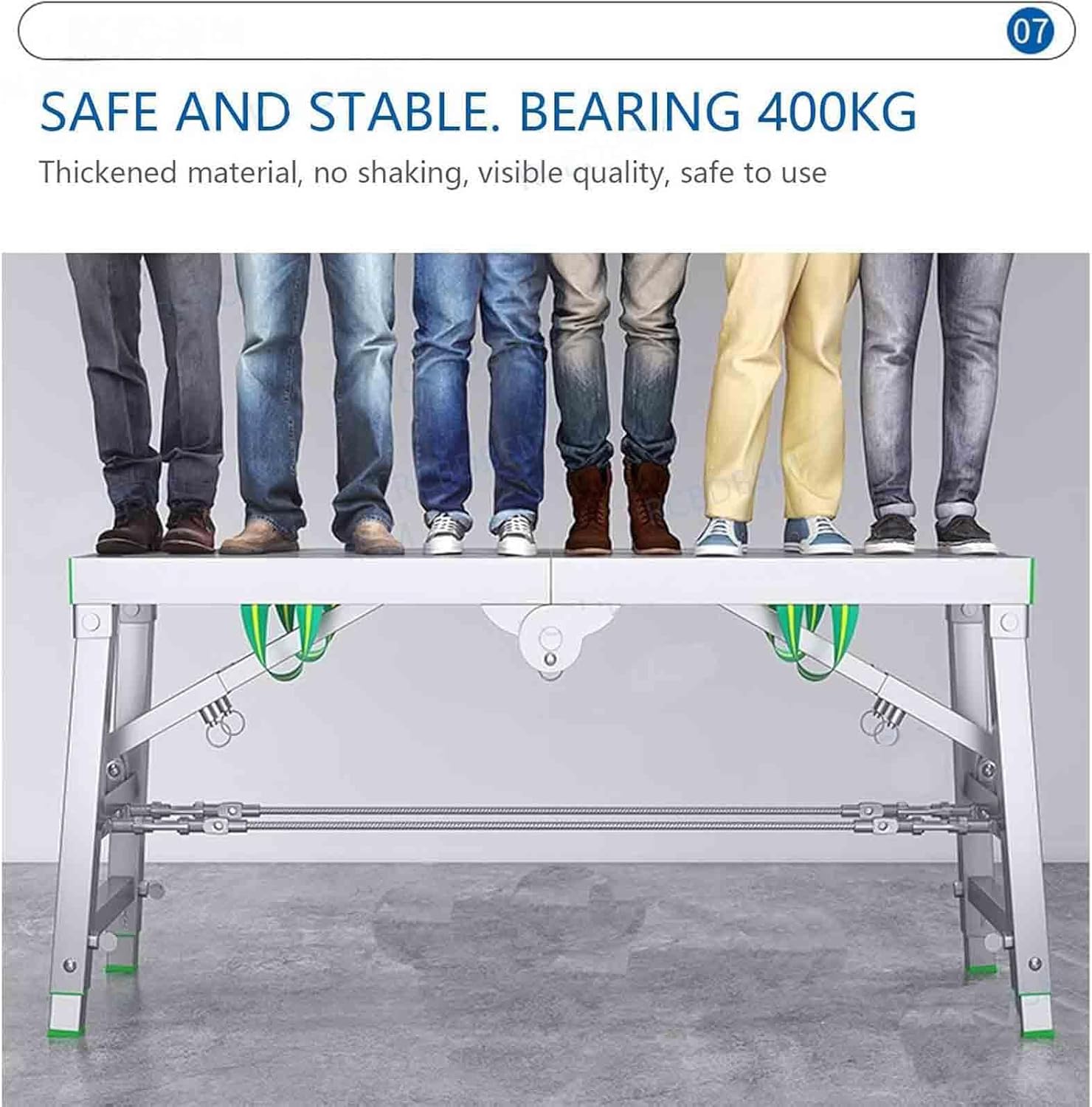 Adjustable Folding Scaffold Platform - 400kg Capacity Compact & Portable Multi-Purpose Workbench Ideal for Home Renovation Versatile & Safe Storage Solution