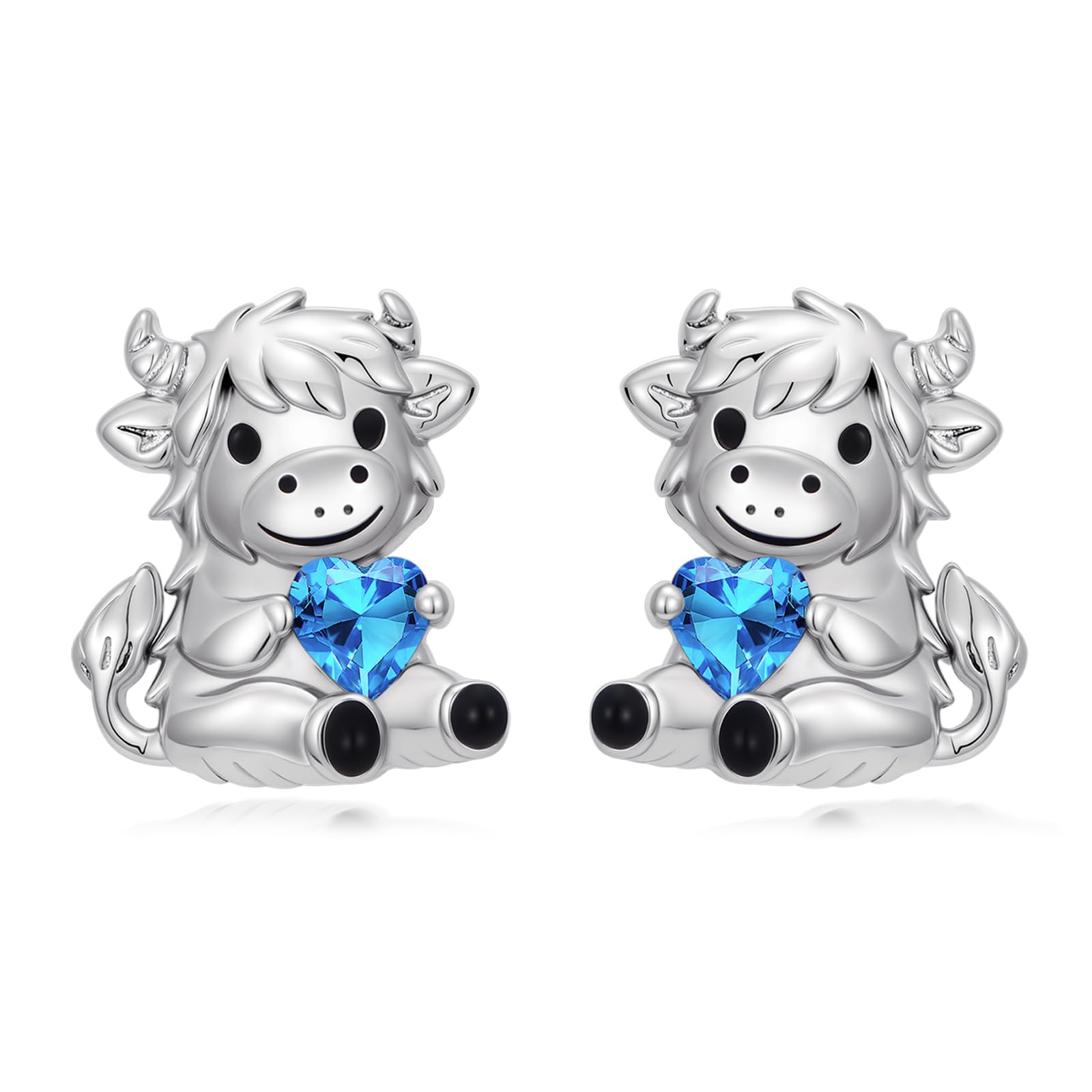 Hochland Kuh Ohrstecker 925 Sterling Silber Kuh Ohrringe Tier Ohrringe Schmuck Geschenke für Frauen Mädchen Damen Geburtstag Muttertag