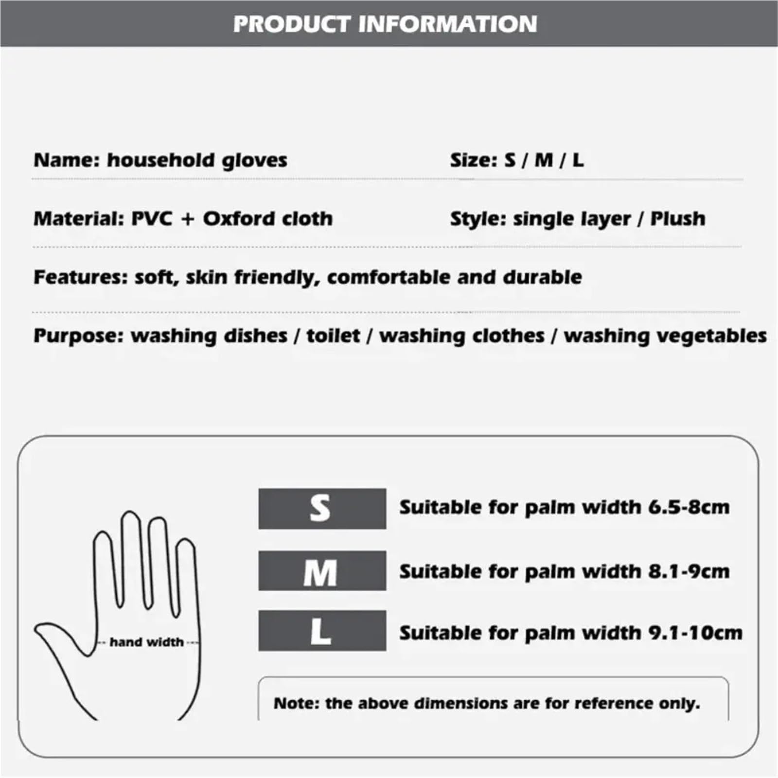 Guantes Limpieza Guantes for lavar platos de una sola capa, con manga extendida, banda elástica, goma, antideslizantes, gruesos, impermeables, for cocina