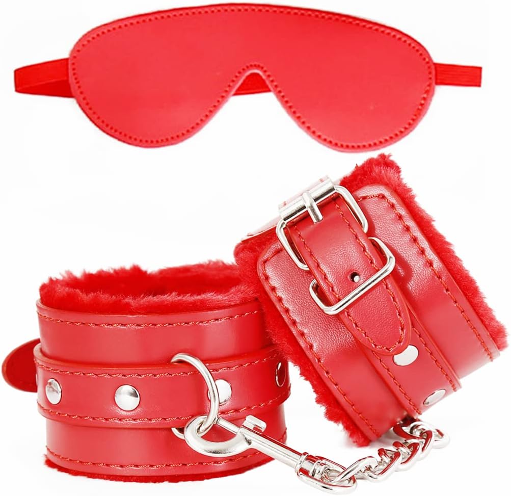 Sex Restraints Handcuffs BDSM Plush Blindfold Sleep Mask Wrist Ankle Cuffs for Couples Bondage Fetish Adjustable