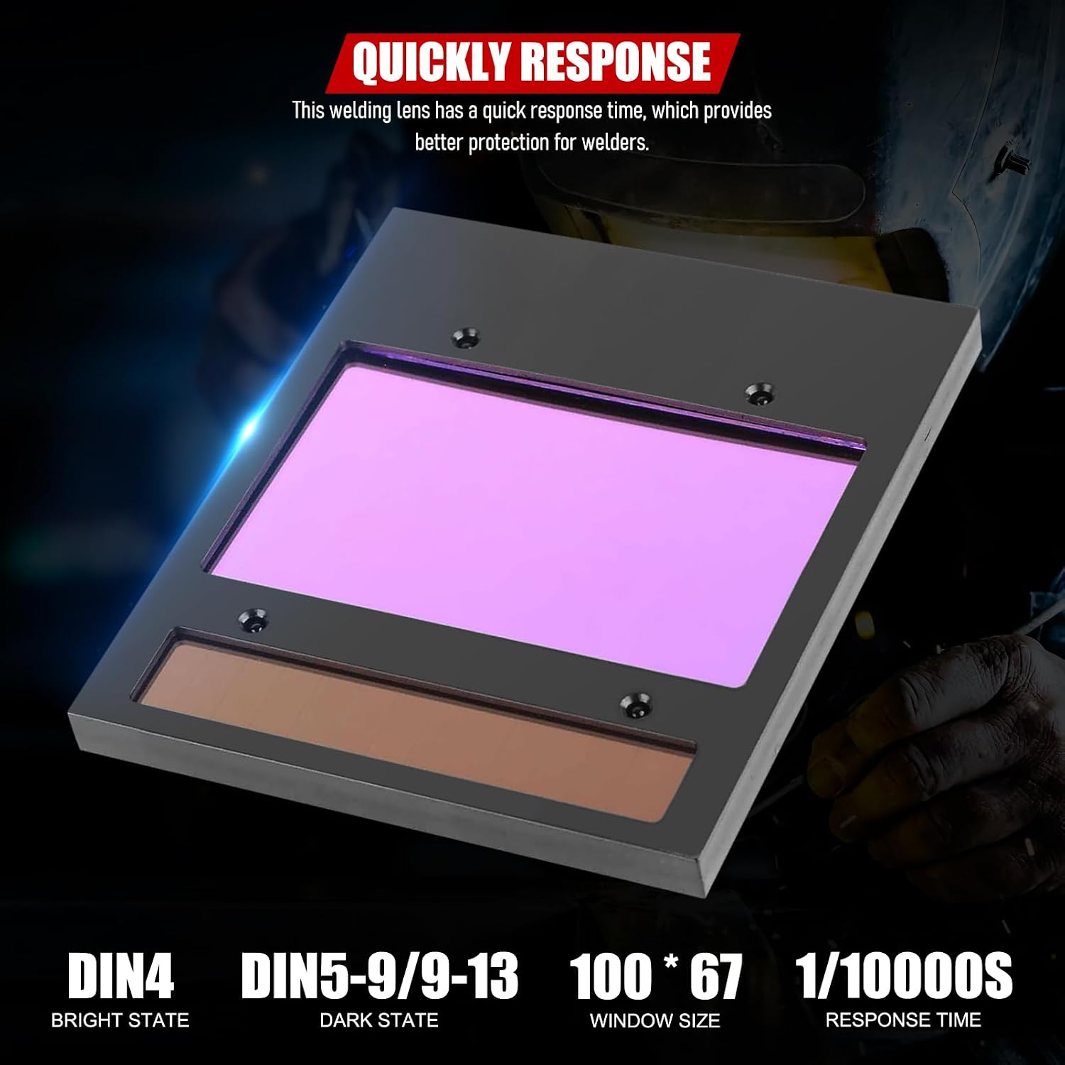 Solar Welding Lens Shade Automatic Darkening Digital Display Welder Helmet Filter Lens for Eye Protection and Material