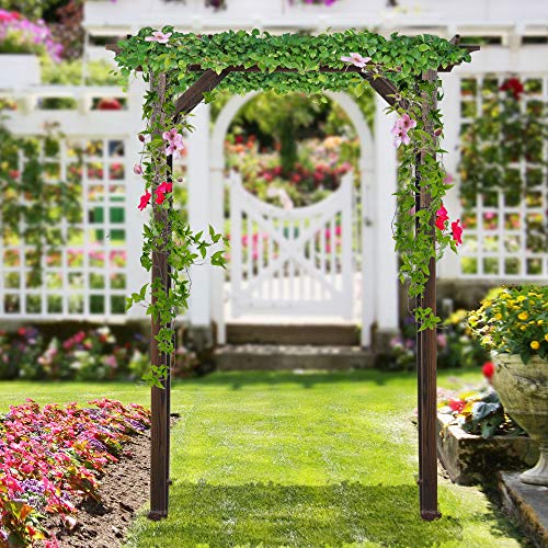 Outsunny-85-Wooden-Garden-Arbor-for-Wedding-and-Ceremony-Outdoor-Garden-Arch-Trellis-for-Climbing-Vines-Fir-Wood-Carbonized-Color Outsunny 85 Wooden Garden Arbor for Wedding and Ceremony Outdoor Garden Arch Trellis for Climbing Vines Fir Wood Carbonized Color