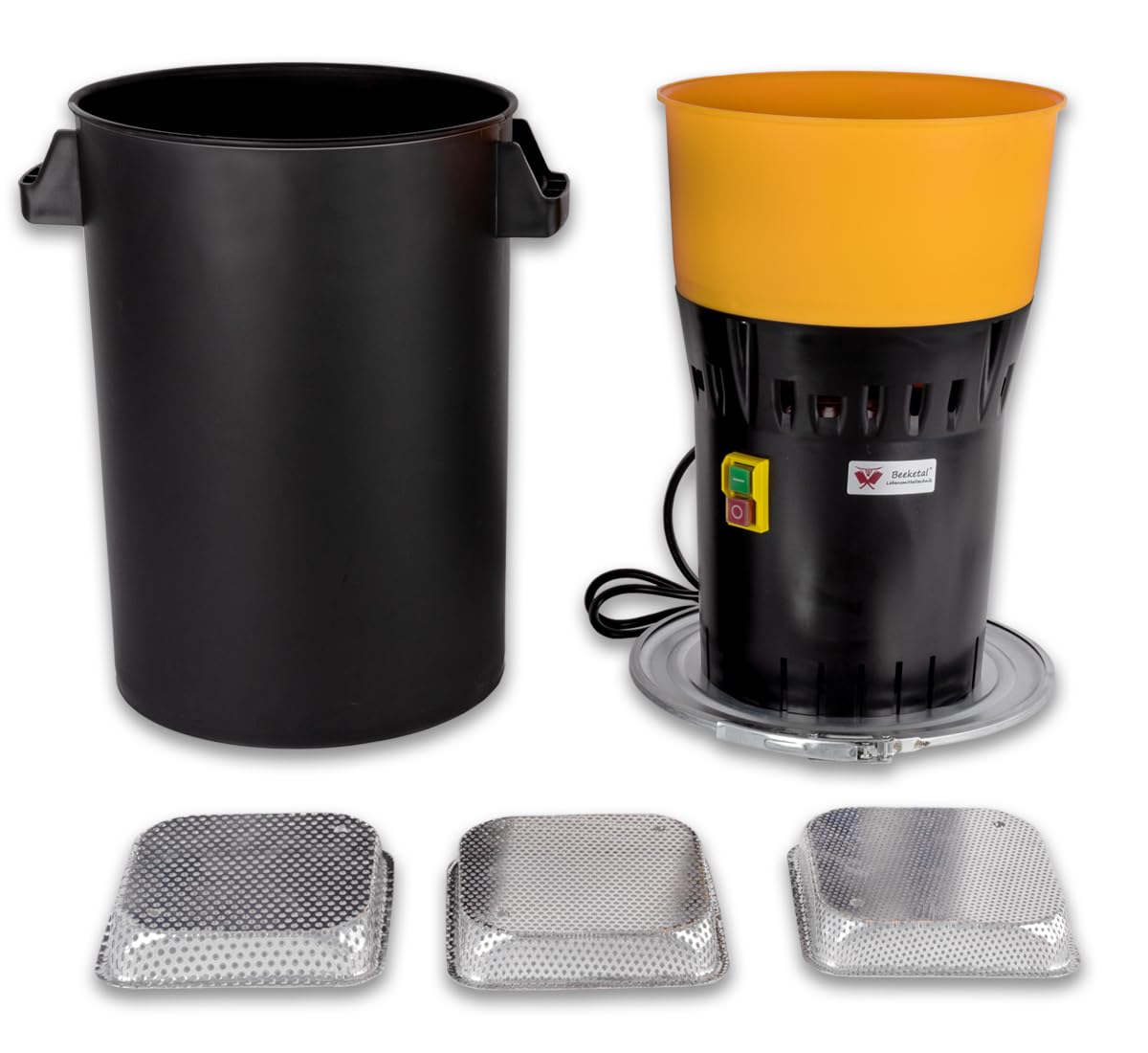 Beeketal Getreidemühle elektrisch 1000W | Profi Schrotmühle & Kornmühle mit 20L Behälter | inkl. 4 Edelstahl-Mahlsiebe (1,5-4mm) für Futterschrot, Mehl, Gewürze & Kaffee | GMB-25