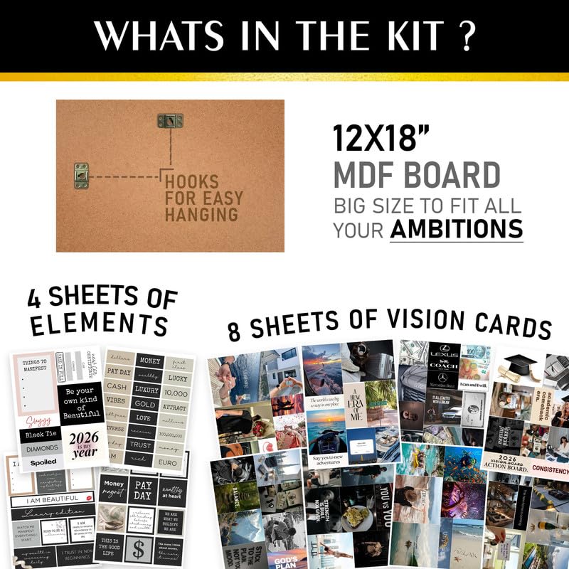 Image of CodersParadise Vision Board Kit 2026 (12x18) - 200+ Elements & Daily Affirmations - Aesthetic Manifestation Poster for Life Goals, Motivation, Positive Thinking & Bedroom Wall Decor