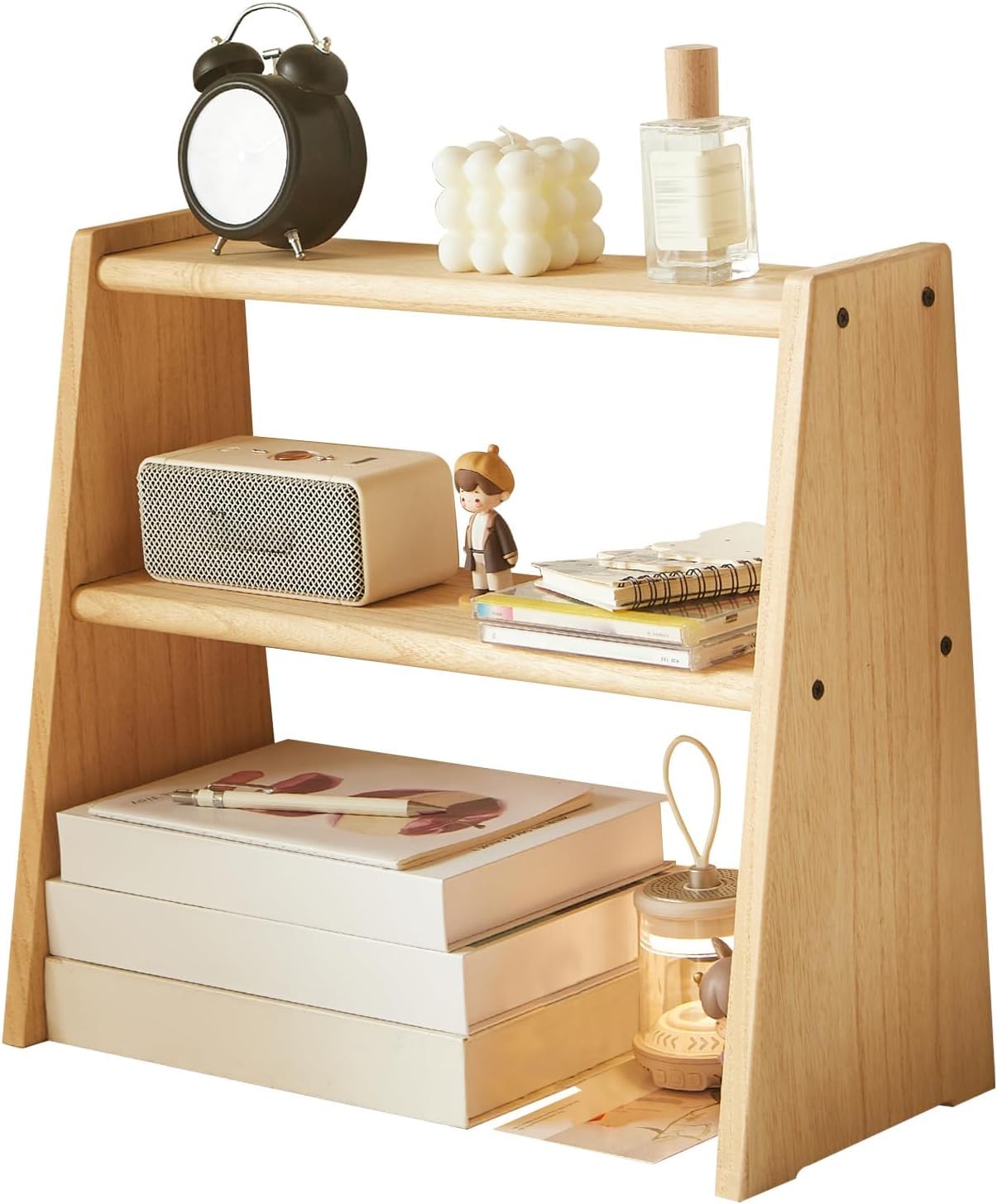 Kaffeestation Organizer, Holz Arbeitsplatte Regal für Tee Kaffee Bar Zubehör, Küche Lagerregal für Tassen, Pods und Gewürze, Kleiner Matcha-Ständer für Zuhause oder Büro