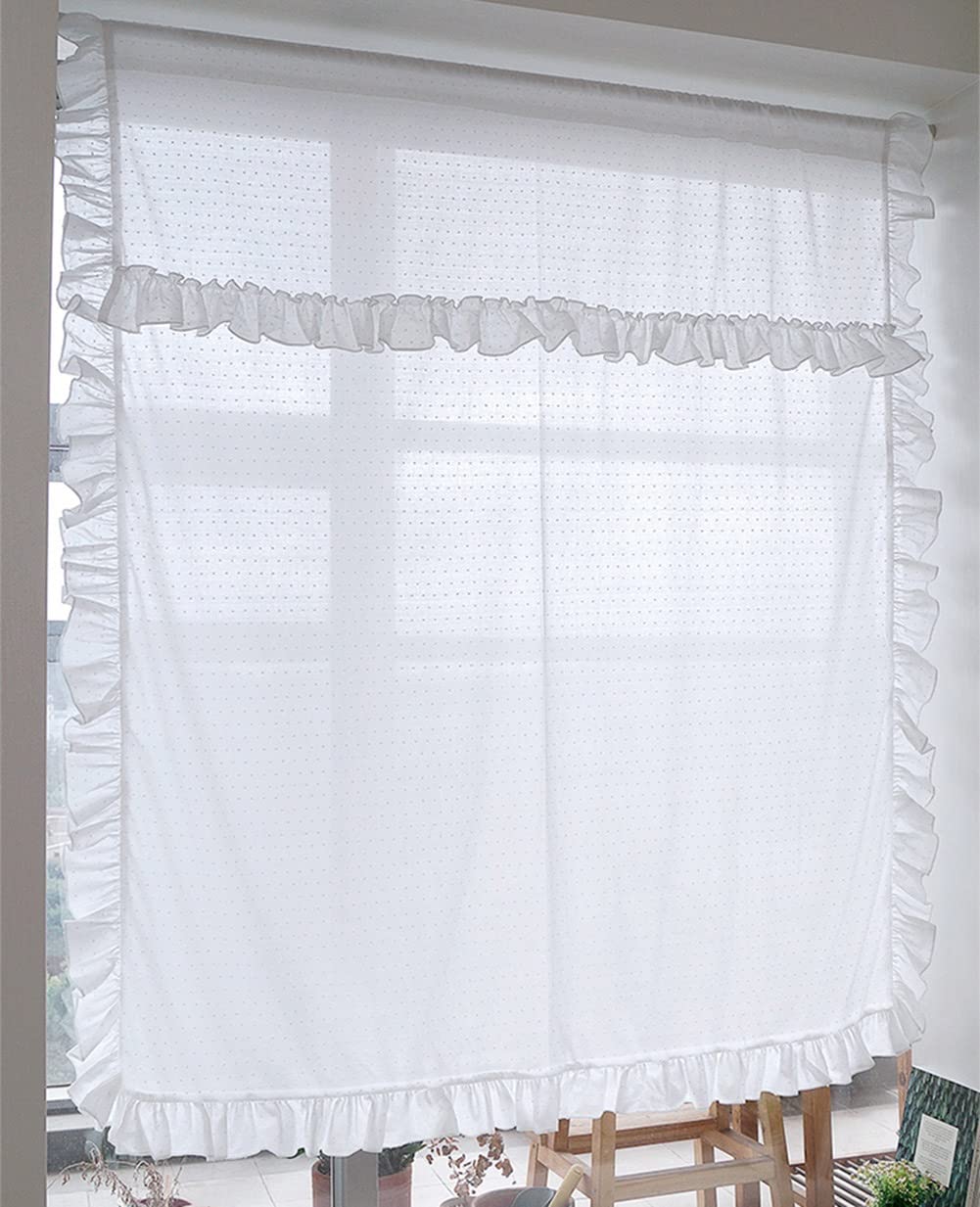 Cantonnière de Rideau à Volants pour fenêtres, cantonnières de fenêtre à Texture de Dentelle Moderne pour Salon, Chambre, Salle de Bain, Rideaux à Panneaux, 1 Panneau (Size : WxH 170x270cm/67x106in)