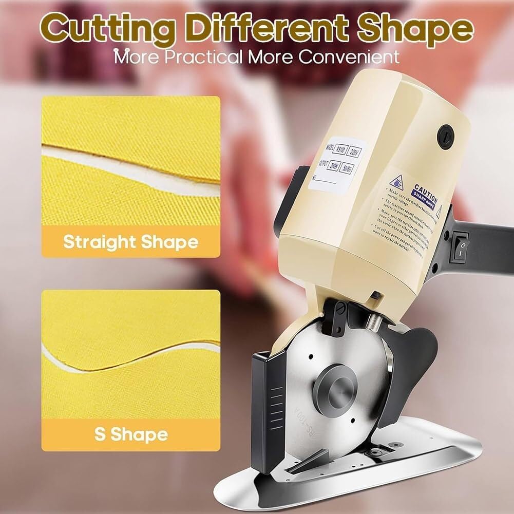 Multi-Layer Electric Fabric Scissors, Electric Rotary Fabric Cutter, 35mm Maximum Cutting Thickness, Round Knife Fabric Cutting Machine, for Cloth, Fabric, Leather and Ca