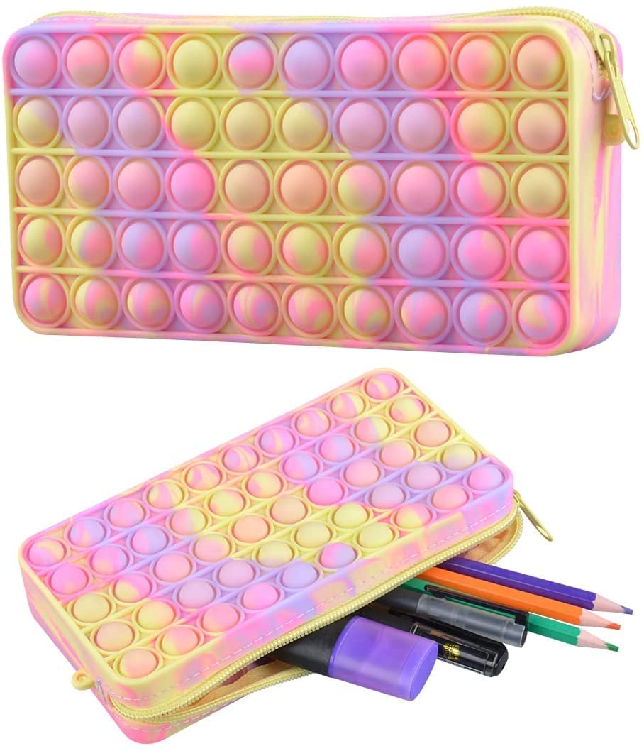 Pop it Pouches/Pencil Case/Stationery Storage Bag with Large Capacity, Pop Bubble School Stationery Organizer+Silicone Purse for Girls (Rainbow) (Unicorn Pouch) (B0B6RHCJJP) Amazon Price History, Amazon Price Tracker