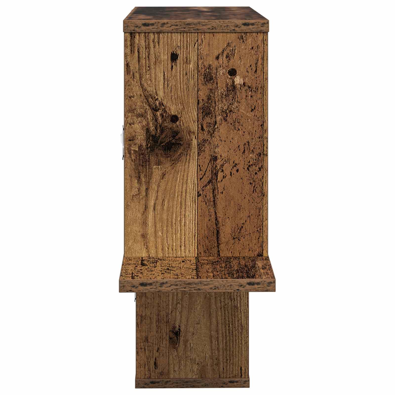 Regał ścienny, stare drewno z materiału drewnopochodnego, 122 x 18 x 60 cm, z 2 półkami, zajmuje mało miejsca, montaż ścienny jako regał na książki, dekoracyjna półka, organizer do salonu
