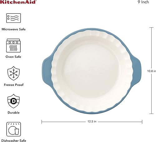 Miniatura 2 de KitchenAid Pie Plate - Gres vitrificado, 10.83 pulgadas, 12.52 pulgadas, 2.17 pulgadas, terciopelo azul