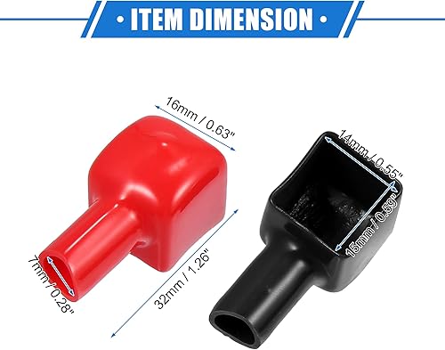 Miniatura 6 de 1 par de cubiertas de aislamiento para terminales de batería, 0.276 in, 0.28 pulgadas, protección universal para motocicleta, camión, marino, PVC,