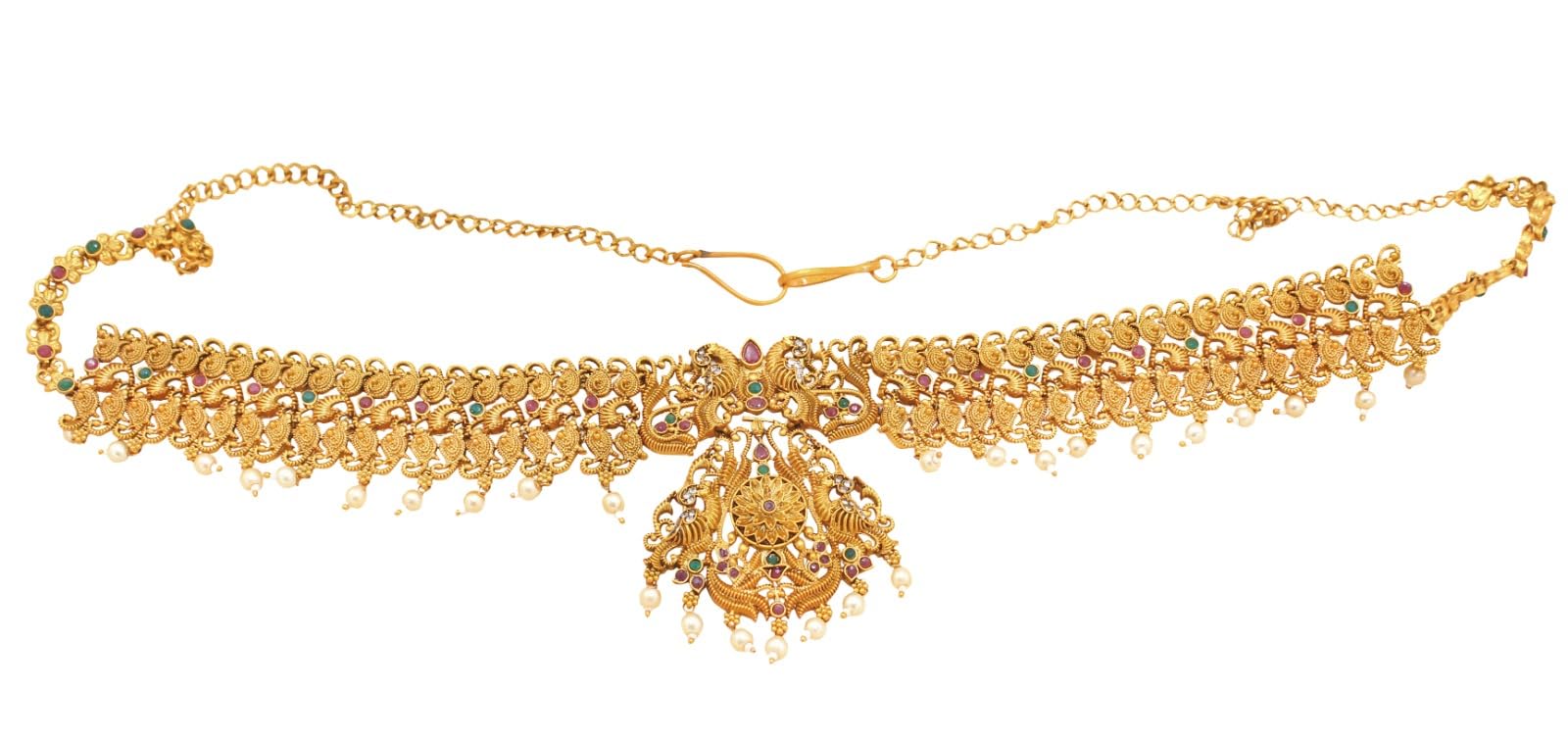Nagneshi Art Gold Plated Kamarbandh Belly-Chain Tagdi for Women (Golden) | Kamarpatta | Kamarbandh Belt for Wedding (B0B655T3VZ) Amazon Price History, Amazon Price Tracker