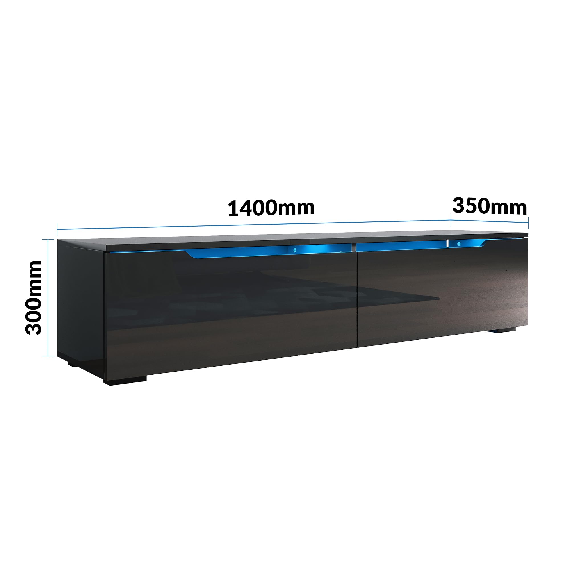 HAINEW Hedendaagse tv-kast voor tv's tot 90 inch, zwart en goud, tv-tafel, tv-meubel met 3 deuren, grote tv-kast, onderkast, 200 x 35 x 60 cm