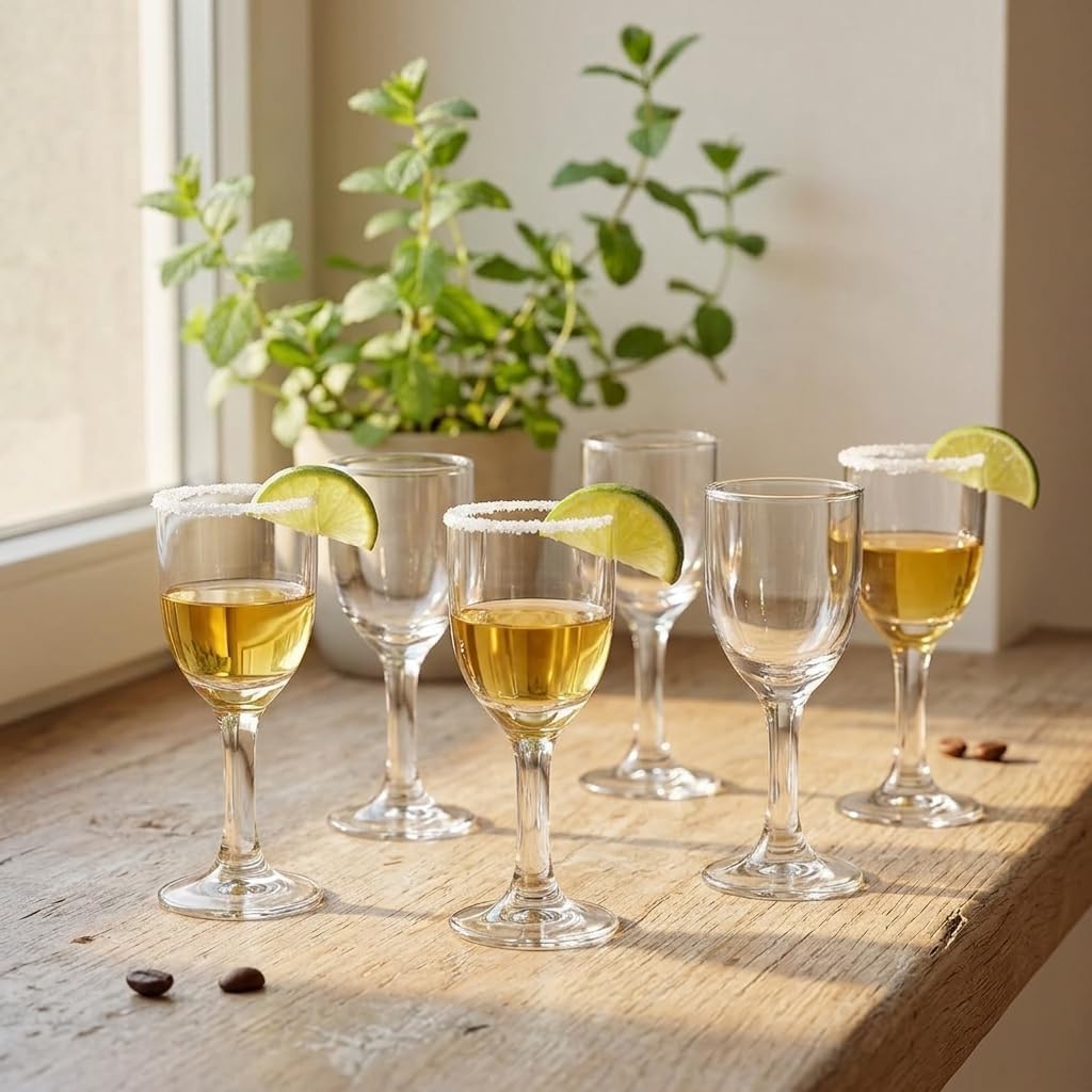Mini Cordial Glasses Set of 6 Clear 1oz Tasting Drink Serving Cups