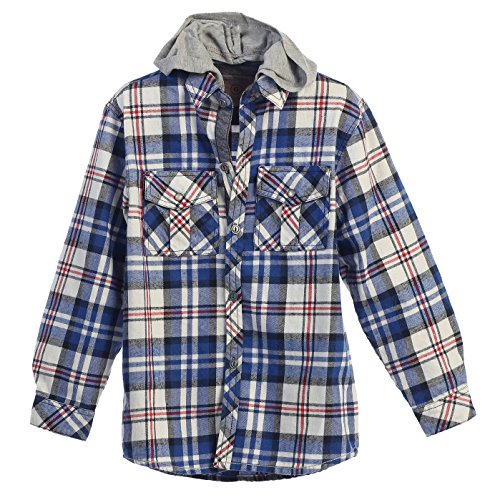 Gioberti Boys Flannel Shirt Removable Hood & Chambray Contrast