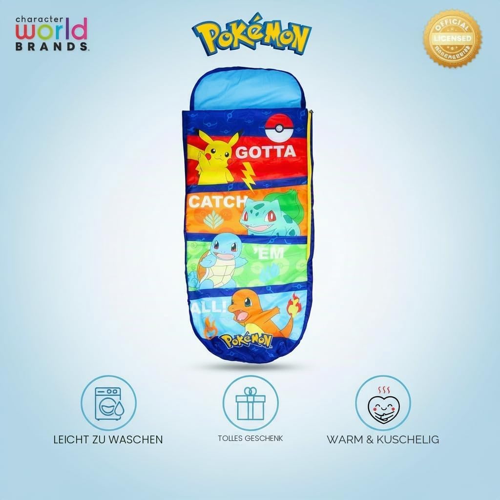 Pokemon ReadyBed Kinder Aufblasbares Luftbett und Schlafsack mit Pumpe | Reisematratze für Übernachtungen und Camping oder Zuhause