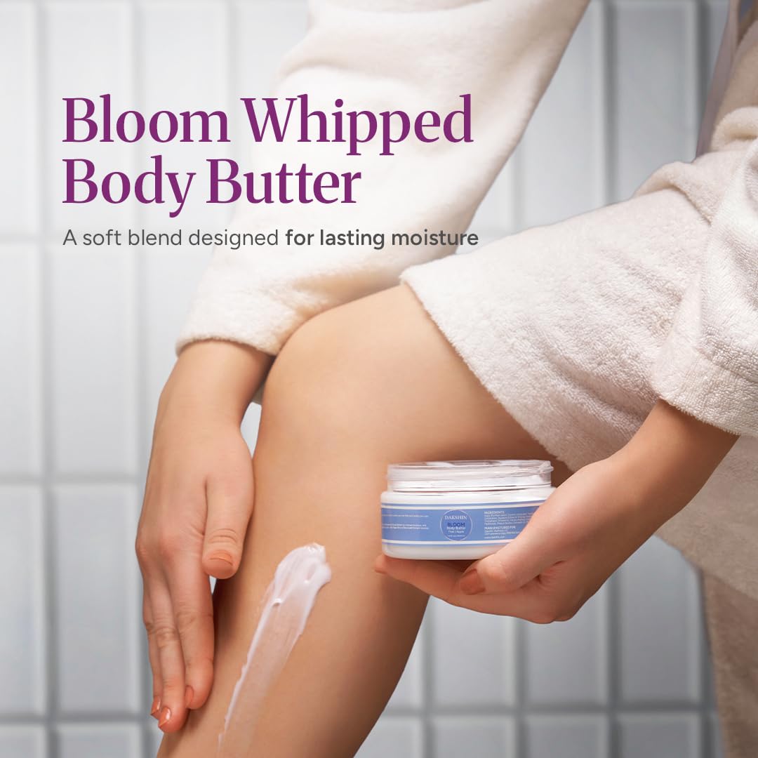 DAKSHIN Bloom Whipped Body Butter | Rich Daily Moisturizer for Dry Skin | Juicy Hydration & Radiant Glow | Natural Botanicals | Paraben-Free | 236ml