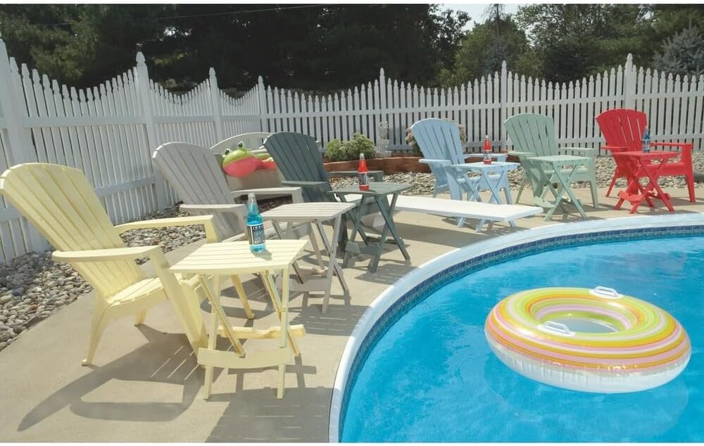 Adams Manufacturing, White Quik Fold Patio Side Table, Resin, One Size