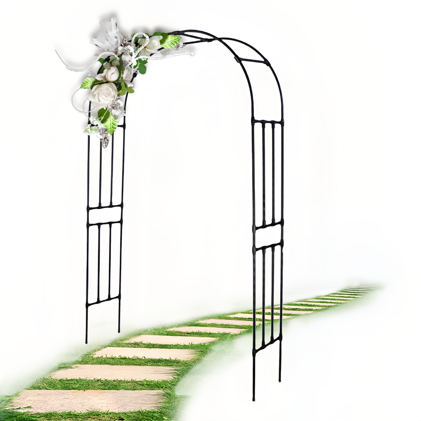 Arche de jardin en métal pour plantes grimpantes tonnelle de mariage noire 2,4m